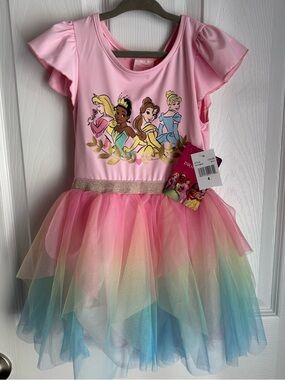 New Disney Princesses 4T Short Sleeve Ballerina Tutu Dress